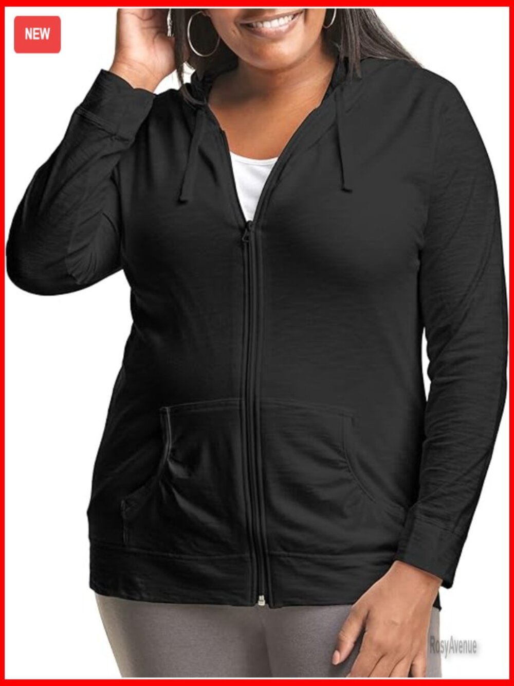 Women's Full Zip Jersey Hoodie Plus Size Lightweight